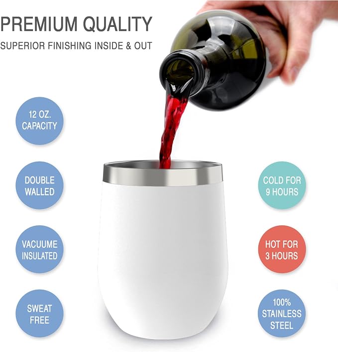 CHILLOUT LIFE 12 oz Stainless Steel Wine Tumbler - Image 3