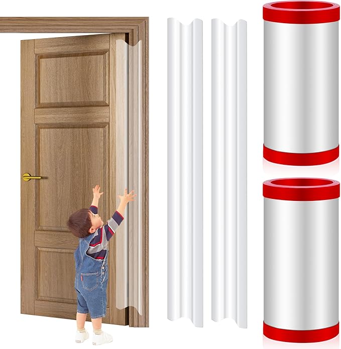 Finger Pinch Door Guard - Child Door Protector & Baby Proofing - 2 PCS Door Jam Shield Hinge Cover for 90 & 180 Degree Door Frames & Gates