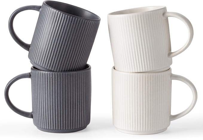famiware Coffee Mug Set for 4, Star 12 oz Catering Mugs Cup Set by Famiware