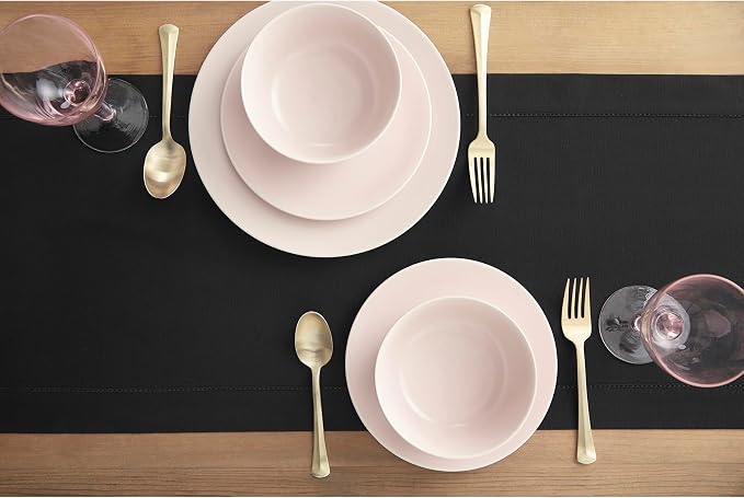 Solino Home Cotton Linen Dining Table Runner Black Hemstitch, 14 x 108 in | - Image 3