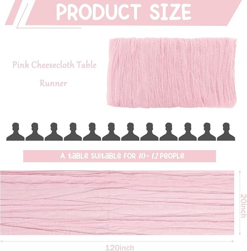 10 Pack Light Pink Cheesecloth Table Runner 10FT Boho Gauze Fabric Table Runner - Image 2