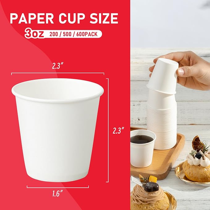 200 Pack 3 oz Bathroom Paper Cups, Small Bathroom Cups, Food-Safe Mouthwash - Image 7