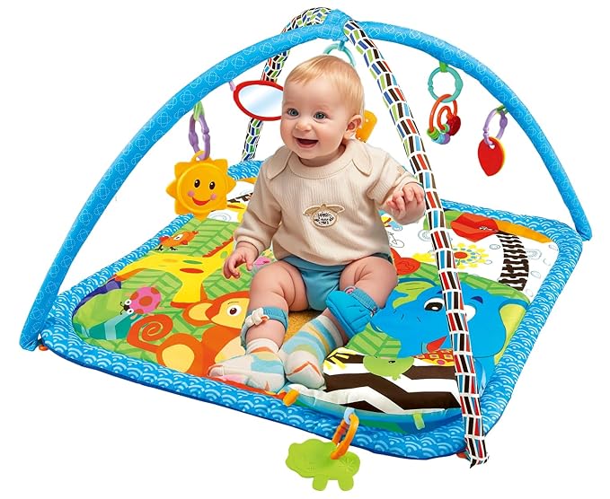 Baby Gyms Play Mats Toddler Fold Acctivity Gyms Play Mat Colorful Baby Pad with Animal Toys, Giraffe