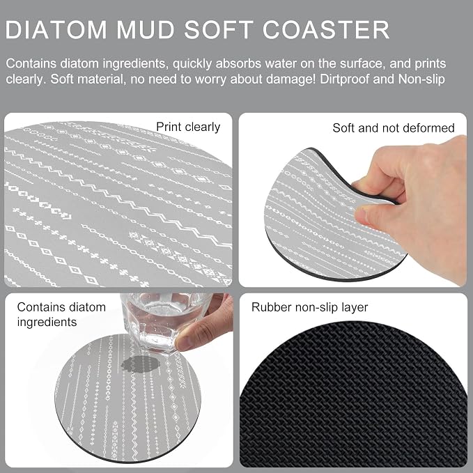 Modern Minimalist Art Coasters Set of 4, Absorbent Coasters - Image 9