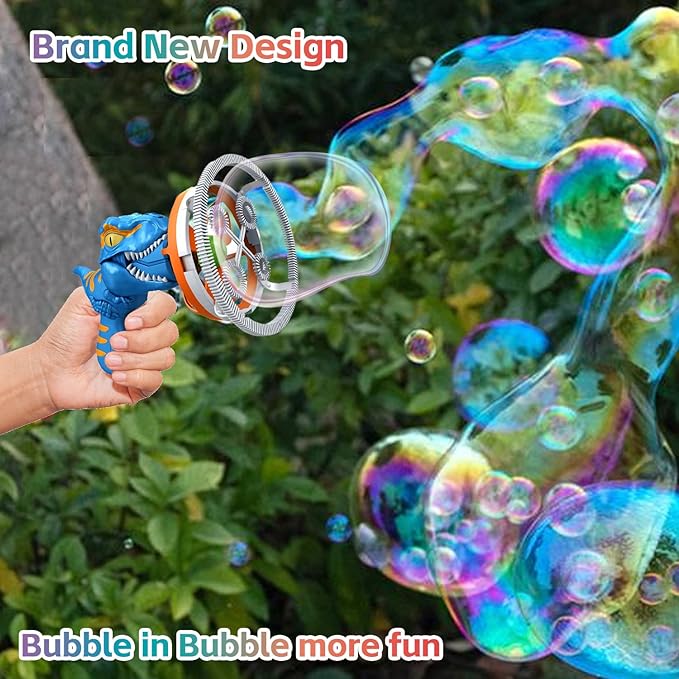 Dino Bubble Gun Bubble Machine for Dinosaur Bubble Blower Toy for Kids and Toddlers Bubble in Bubble Gun Party Favors Birthday for 3 4 5 6 7 8 9 10+Years Old Boys and Girls (Green)