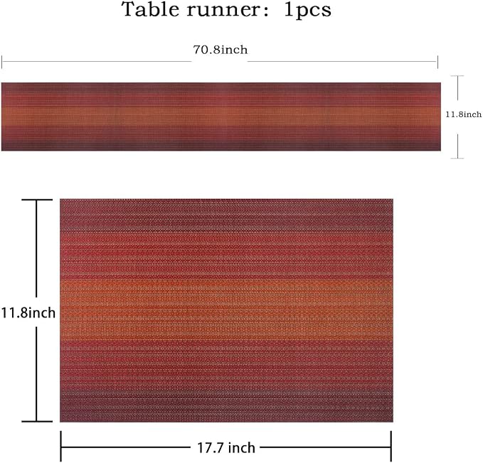 PIGCHCY Placemats Set of 6 and Table Runner, Heat Resistant Vinyl Woven - Image 2