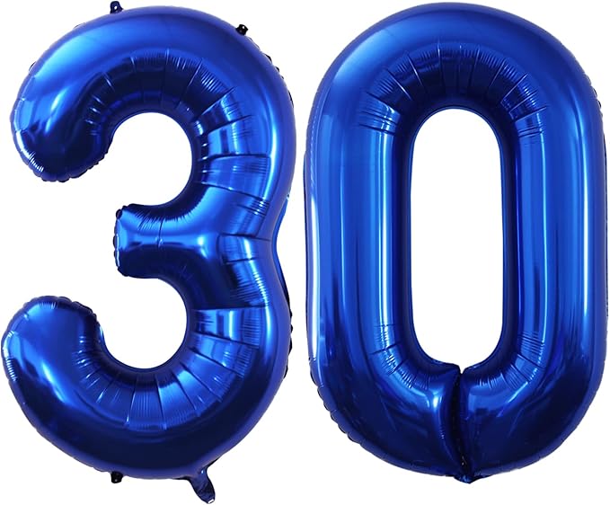 GOER Number 30 Balloons for 30th Birthday Party Decorations,42 Inch Jumbo Foil Helium Balloons for 30th Anniversary (Blue)
