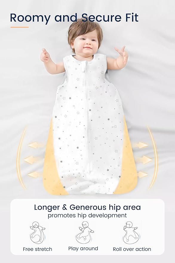 TotAha Toddler Sleep Sack 2T-3T-4T, 0.5 TOG Summer Light Star Sleeping Sacks, Soft Wearable Blanket Baby Sleep Bag with 2-way Zipper, X-Large