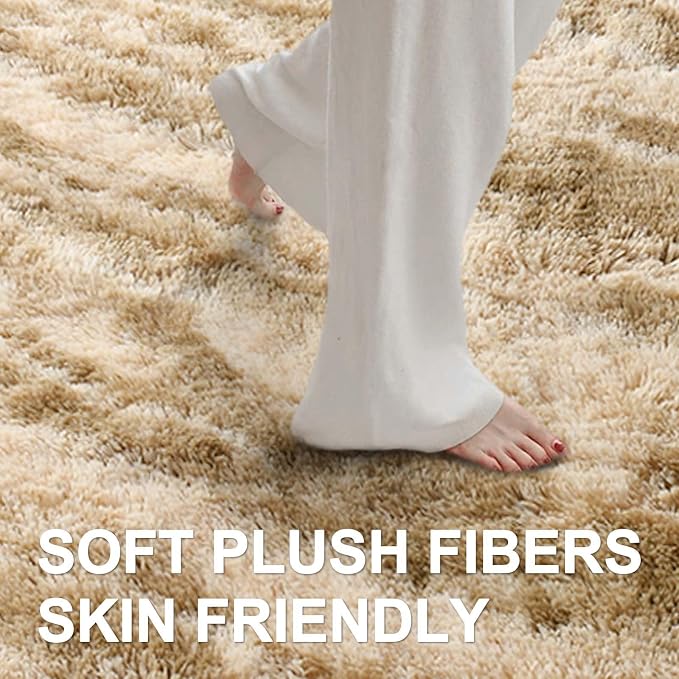 Area Rugs for Living Room, Tie-Dyed 5x8 Feet Soft Fluffy Shagg Plush Rug High - Image 4