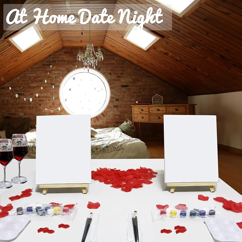 2 Pack Sip and Paint Kit for Adults Couples Painting Kit Stretch Canvas to Paint at Home Date Night Party Favor Supplies Art Painting Set Couples Activity Selfie 8x10 Canvas Painting Kit Valentines Day
