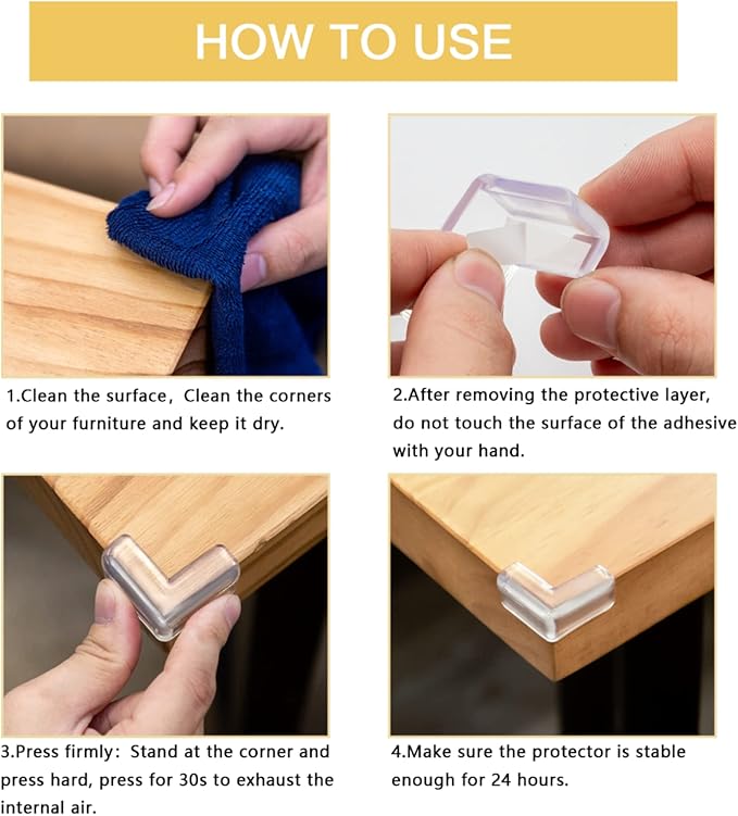 16 Pack Corner Guards, Corner Protector for Baby, Clear Edge Bumpers, Baby proofing cabinets, Baby Proof Bumper & Cushion to Cover Sharp Furniture & Table Edges, Clear and Transparent Table Corners