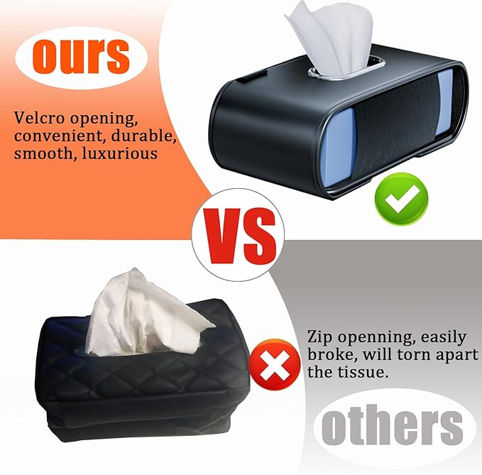 Car Tissue Holder, Car Kleenex Holder Fits 100-160 Count | Premium PU Leather - Image 5