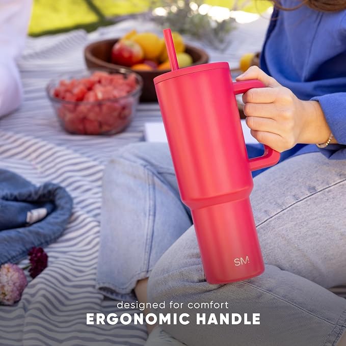 Simple Modern Tumbler with Handle and Straw | 40oz | Hearts | Trek Tumbler - Image 11