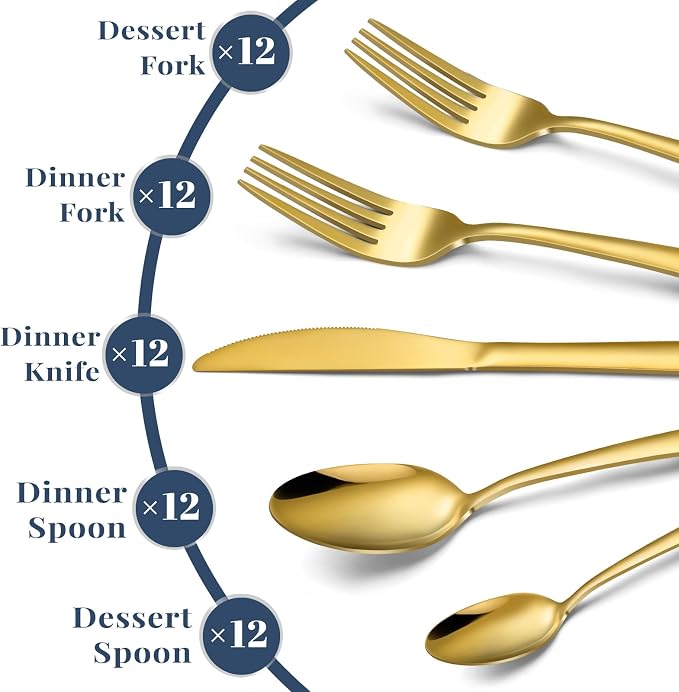 Hunnycook 60-Piece Gold Silverware Set - Image 3