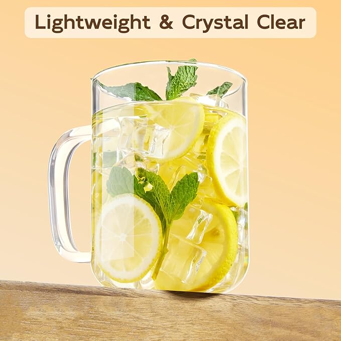 Glass Coffee Mugs, 24 oz Ice coffee cups, Large Clear Tea Cups Set of 2 - Image 5