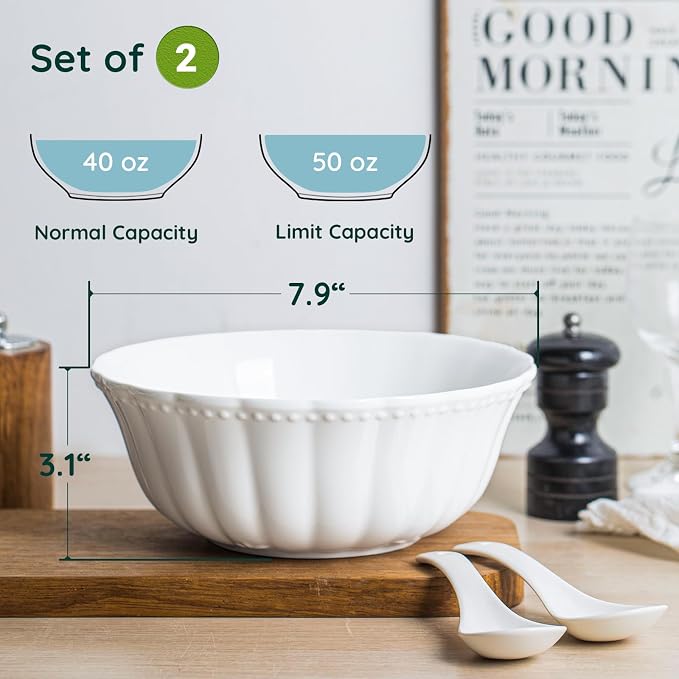 HOMBENE Pasta Bowls, 8 Inch Oatmeal Bowls, Kitchen Bowl Set, Mixing bowl Set - Image 3