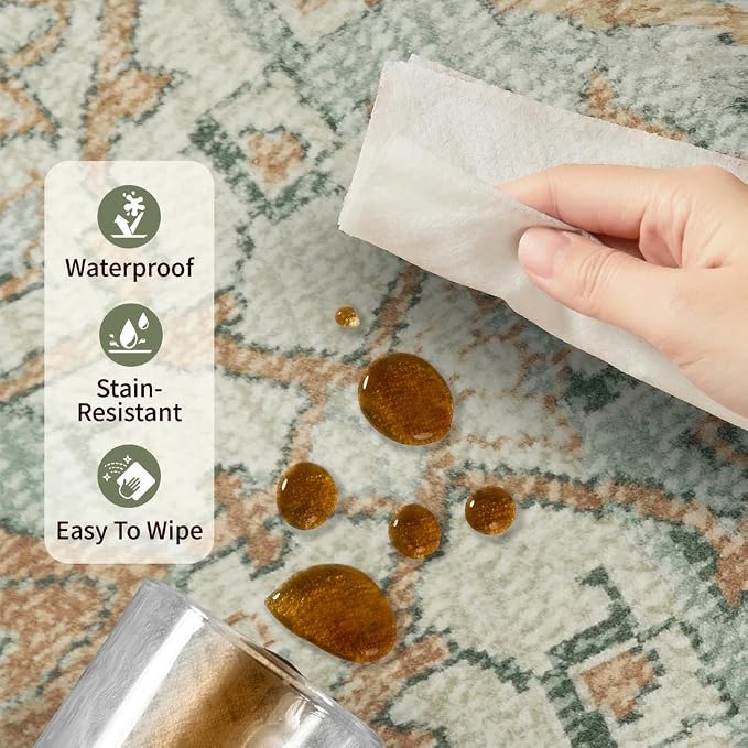 Rugxara 4x6 Rug for Living Room Bedroom, Vintage Retro Boho Area Rugs, Non Slip - Image 8