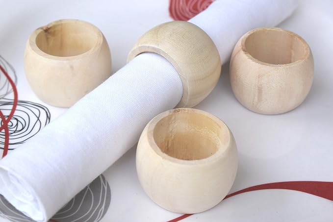 Lightnpro Wooden Napkin Ring, Napkin Rings Set of 12, Ring Napkin, Handmade - Image 3