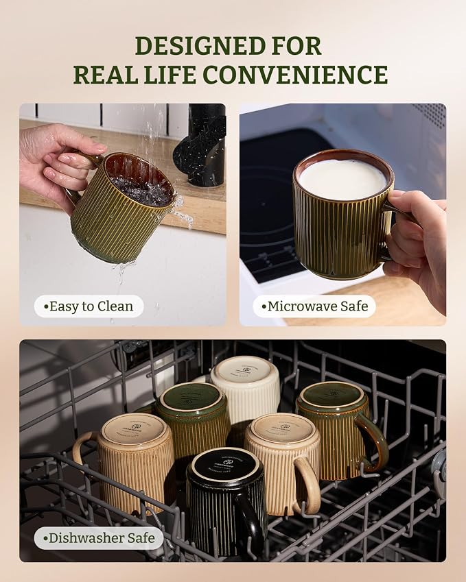 famiware Coffee Mug Set for 6, Star 12 oz Catering Mugs Cup Set - Image 7