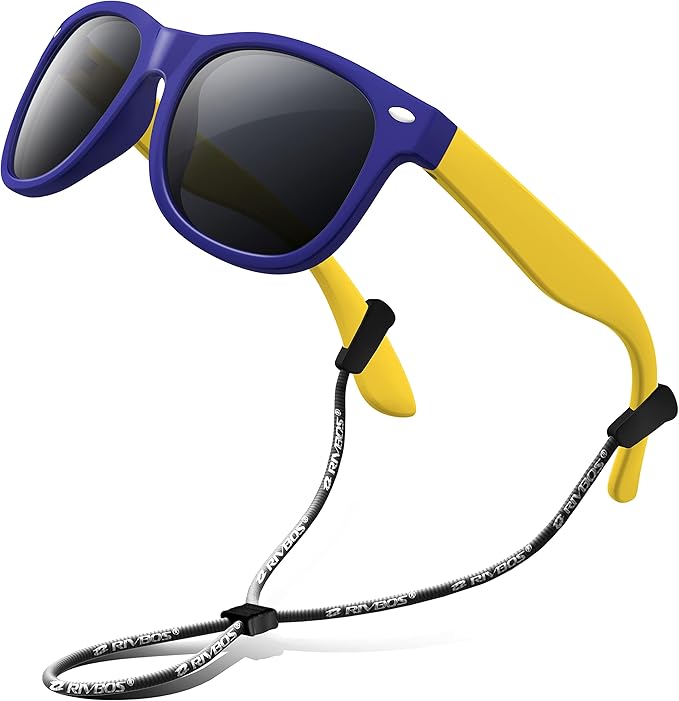 RIVBOS Kids Sunglasses Polarized UV Protection Flexible Rubber Glasses Shades with Strap for Boys Girls RBK004