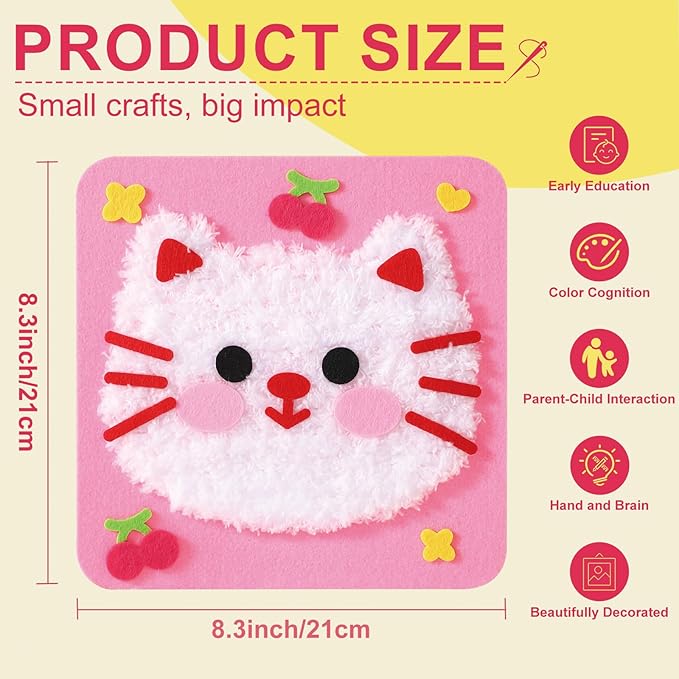 DIY Embroidery Doll Kit, Cartoon Animal Craft Sewing Kit for Kids, Felt Crafts, Beginner Sewing for Kids Ages 4-8 Plus - Helps Develop Fine Motor Skills (3PCS-Frog/Lion/Rabbit)