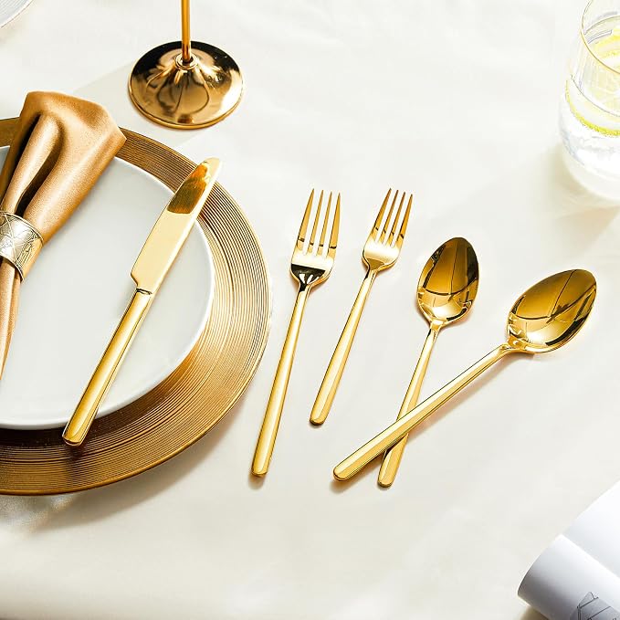 Gold Silverware Set, 40 Piece Flatware Cutlery Set - Image 4