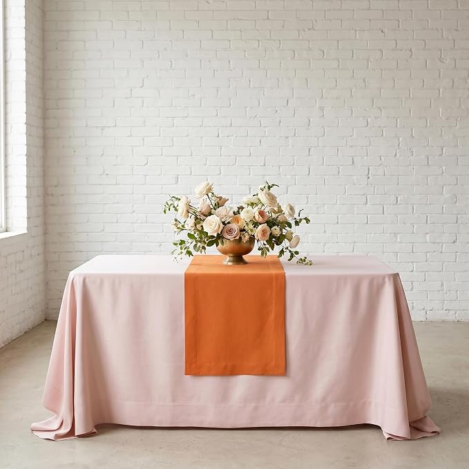 Solino Home 100% Pure Linen Dining Table Runner Orange, Fete 14 x 120 in | - Image 2