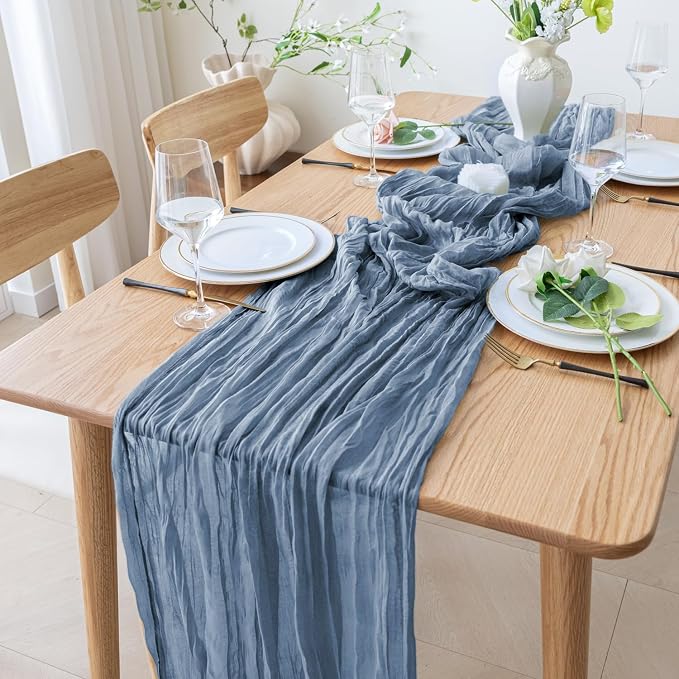 Cheesecloth Table Runner 10FT 12Pcs Dusty Blue Boho Gauze Runners | Cheese - Image 7
