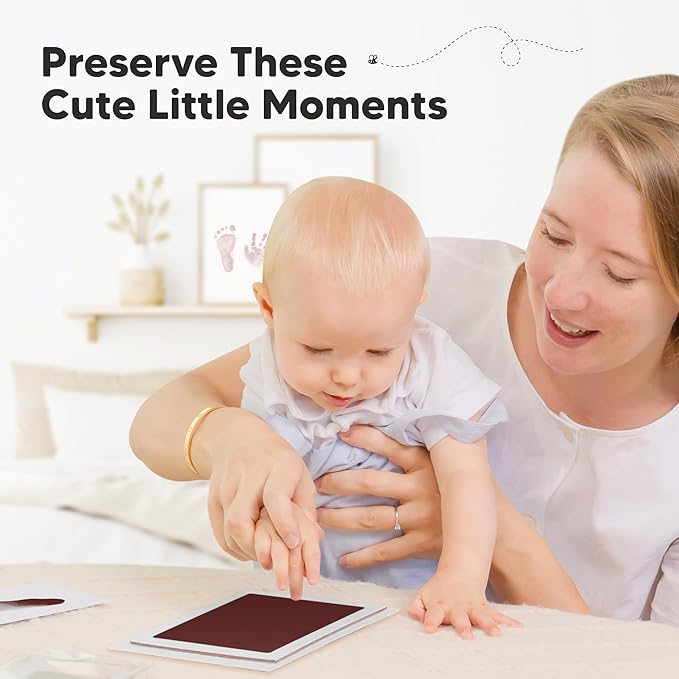 4-Pack Inkless Baby Hand and Footprint Kit - Mess Free Ink Pad for Newborn Keepsake, Dog Nose & Paw Print Kit, Clean Touch Ink Pad for Baby Hand & Footprints, Ideal New Mom Gifts (Auburn, L)