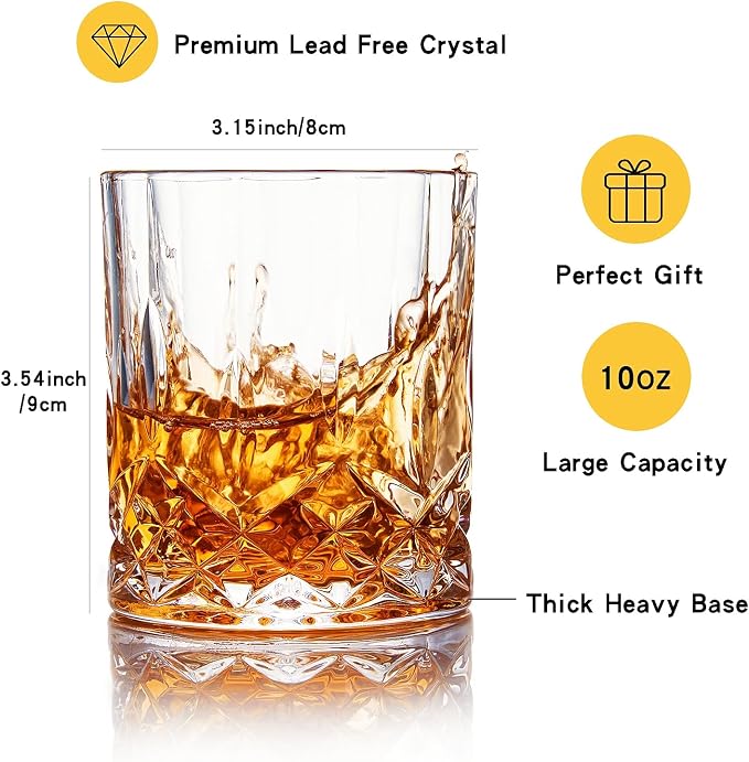 GLASKEY Whiskey Glasses Set of 4, Rock Glasses, 11 oz Lead-Free Crystal Bourbon - Image 6