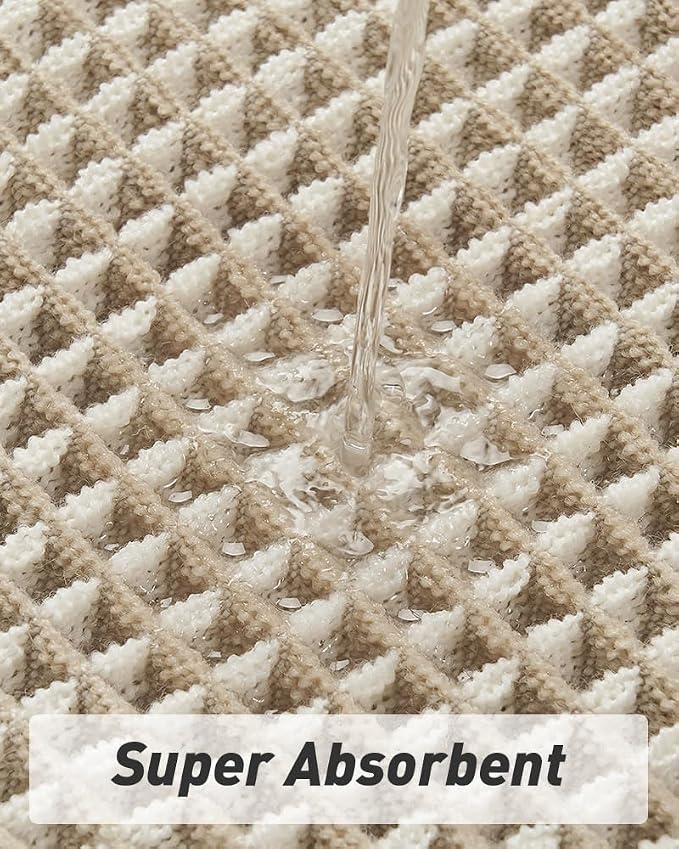AMOAMI Waffle Bath Mats for Bathroom Bathroom Rugs Set of 2 Waffle Bathroom Mat - Image 3