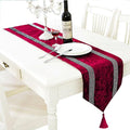 Glam Burgundy Table Runner, Bling Sequin Rhinestone, Ombre Velvet, Modern Style by Jiino