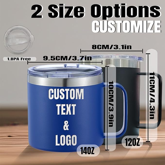Personalized Mug Cup with Handle 12/14oz Custom Stainless Steel Mugs Customized Name Coffee Tumbler for Women Men Student Family Office Gifts, Birth Flowers