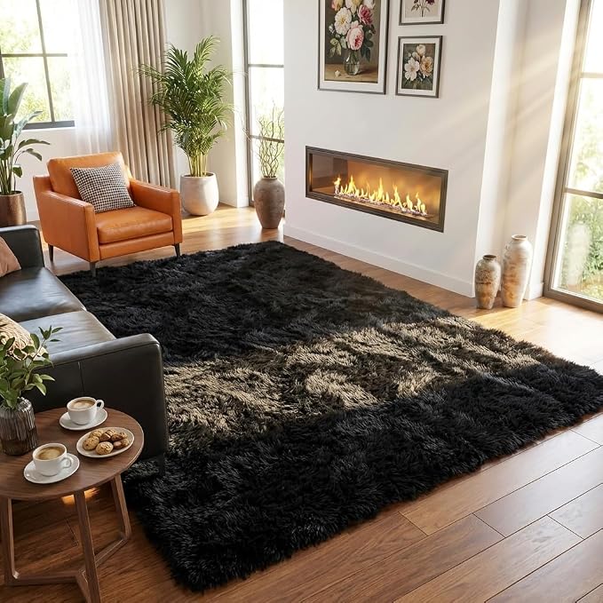 Mugorn 8x10 Area Rugs for Living Room, Large Fluffy Black Rugs for Bedroom - Image 6
