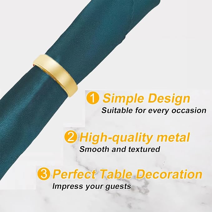 32 Pcs Matt Gold Napkin Rings - Image 5