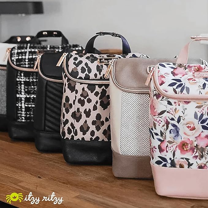 Itzy Ritzy Insulated Bottle Bag – Keeps Bottles Warm or Cool - Holds 3 Bottles & Features Interior Pocket for Ice Pack (Not Included), Blush Floral