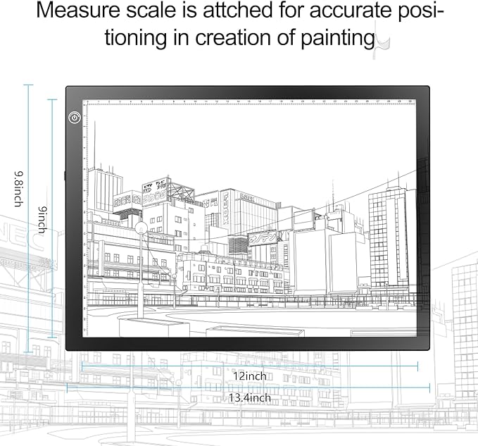 LitEnergy Rechargeable Battery Powered Light Tracing Box, Ultra-Thin Adjustable USB Power Artcraft LED Trace Light Pad Size A4 for Drawing, Streaming, Sketching, Animation, Stenciling (Black)