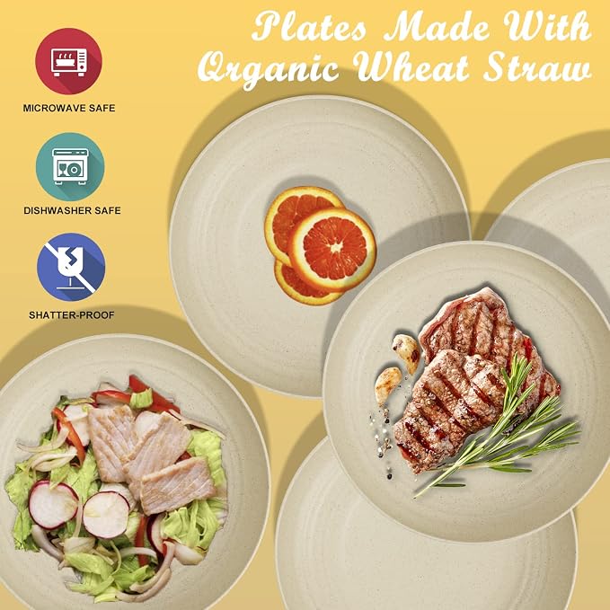 Wheat Straw Dinner Plates Set of 8 - Image 7