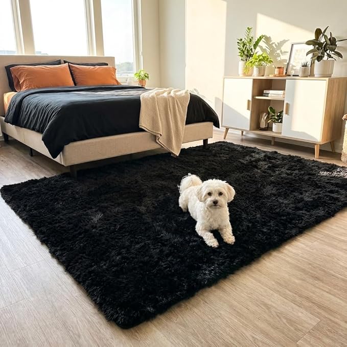 Mugorn Black Area Rugs 10x14 Living Room, Large Fluffy Rugs - Image 7