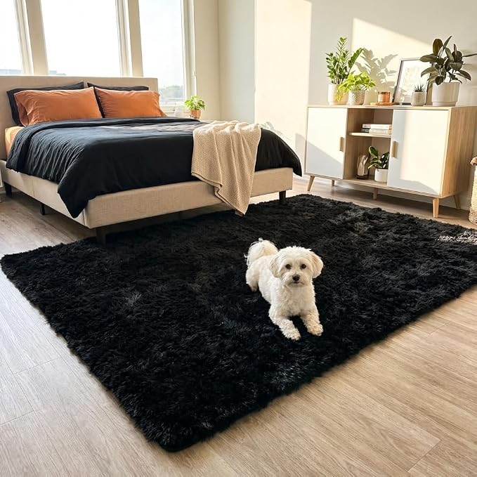 Mugorn Black Rugs for Bedroom, 3x5 Feet Fluffy Area Rugs for Living Room - Image 8
