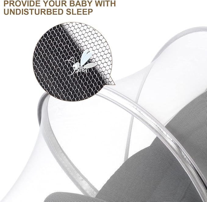 Baby Mosquito Net with Double Zipper, Bassinet Stroller Cover for Baby/Car Seat/Cradles/Carriers, Easy to Use, Keep Insects/Bugs/Cats Out, White
