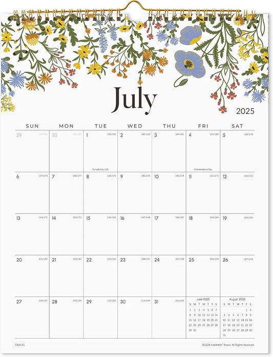 2025 Wall Calendar, Calendar 2025, Floral Design Wall Calendar with Thick Paper, 18 Months Runs From July 2025 - December 2026, 12" x 15", Twin-Wire Binding, Perfect for Planning (Flower)