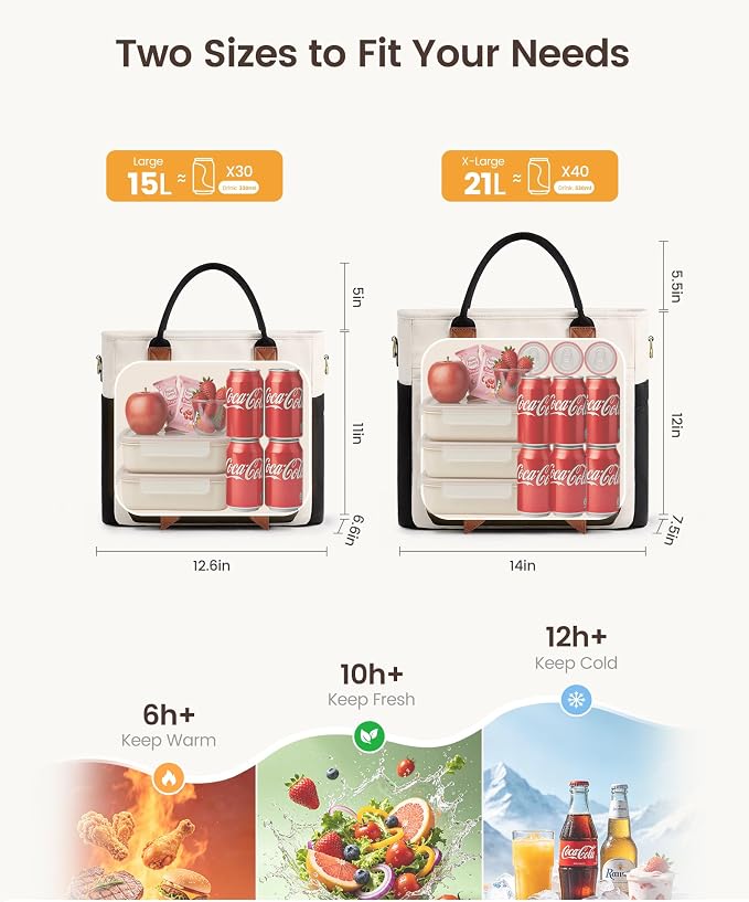 LOVEVOOK Insulated Lunch Bag Women, Large Adult Lunch Box Teacher Work Tote | - Image 6