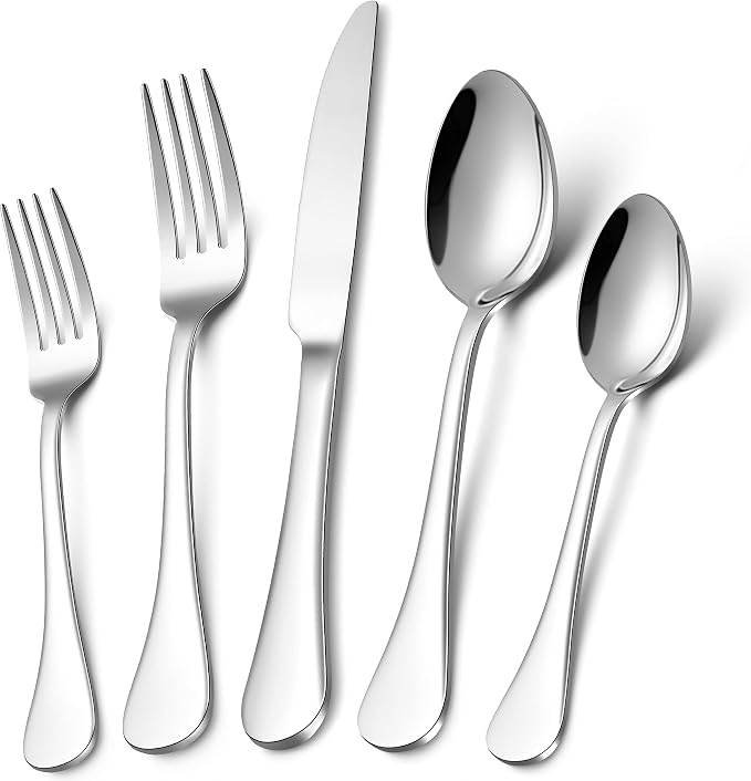 LIANYU Silverware 18/10 Stainless Steel, Flatware Cutlery Set Service by LIANYU