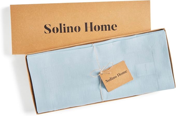 Solino Home 100% Pure Linen Table Runner Ice Water Woven, Fete 14 x 36 in | - Image 6