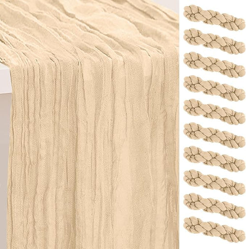 10 Pack Nude Cheesecloth Table Runner 35x120 Inch 10Ft Rustic Gauze Cheese by SuBleer