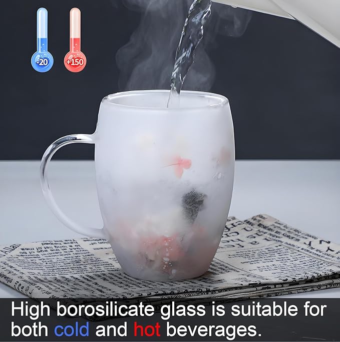 NBHUZEHUA Double Wall Coffee Mugs Set of 2 Insulated Glass Cup Set Newly Wed - Image 4