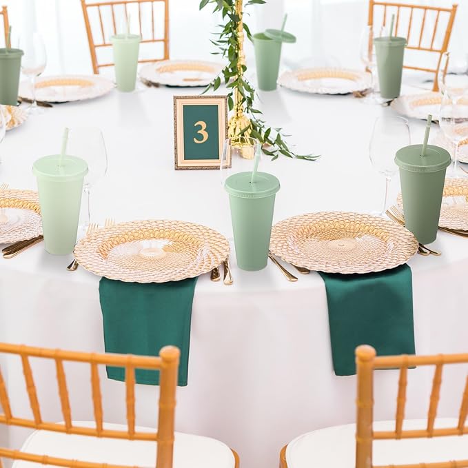 Skylety 48 Pcs Sage Green Plastic Cups - Image 6