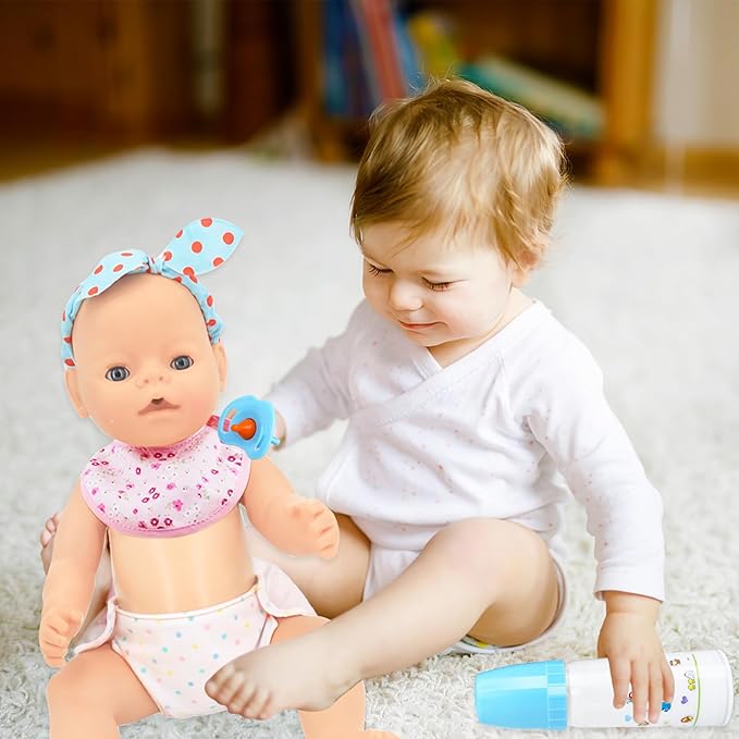 10 Pcs Baby Doll Bottle Feeding Accessories,Baby Doll Pretend Feeding and Caring Set for Kids Girls Ages