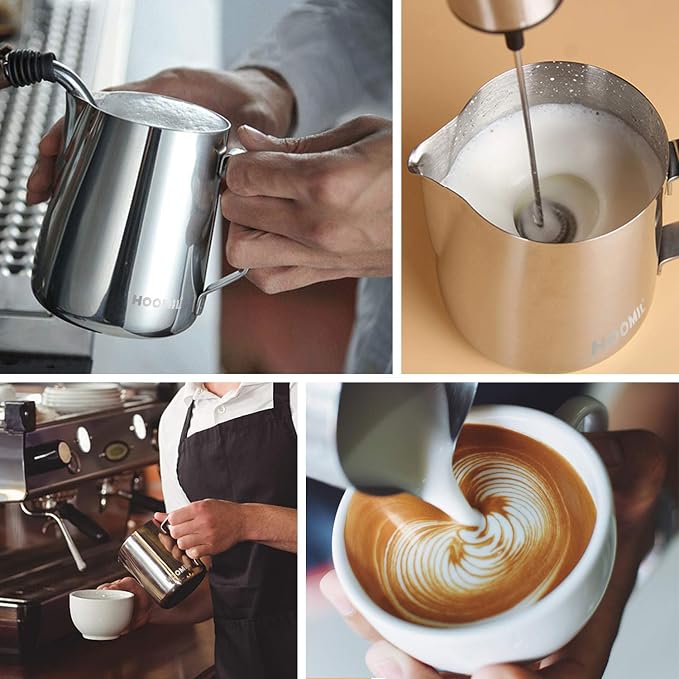 HOOMIL Milk Frothing Pitcher, 12oz/20oz/32oz 304 Stainless Steel | Steaming - Image 7